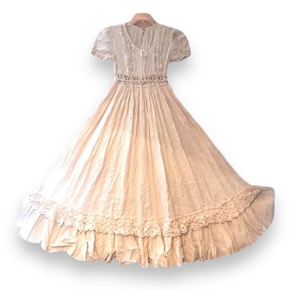 Vintage 1970s Ivory Vampire Bride or Halloween Maxi Dress GUNNE Sax Style SM - Picture 11 of 12